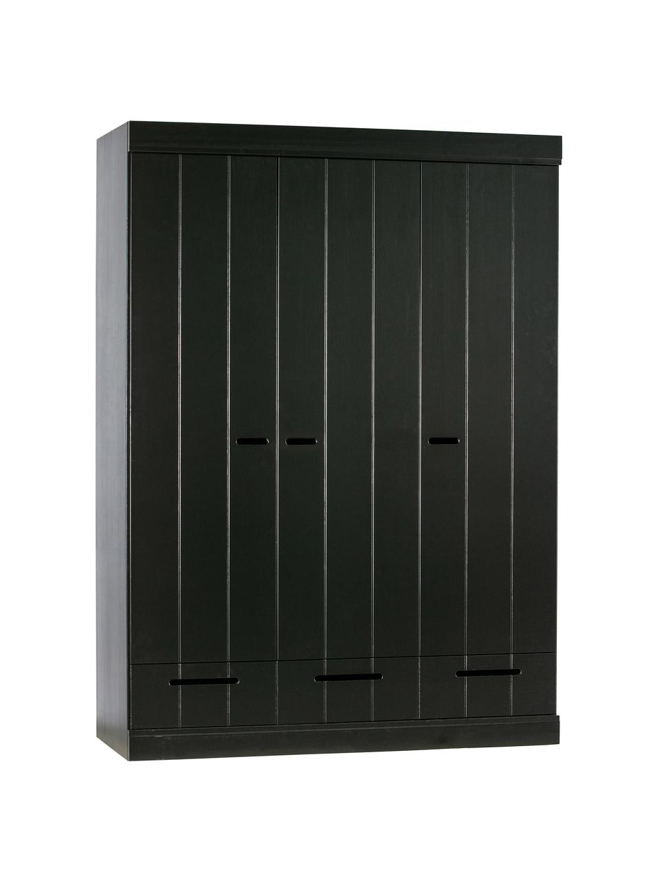 Armoire 3 portes Connect, Noir, larg. 140 x haut. 195 cm