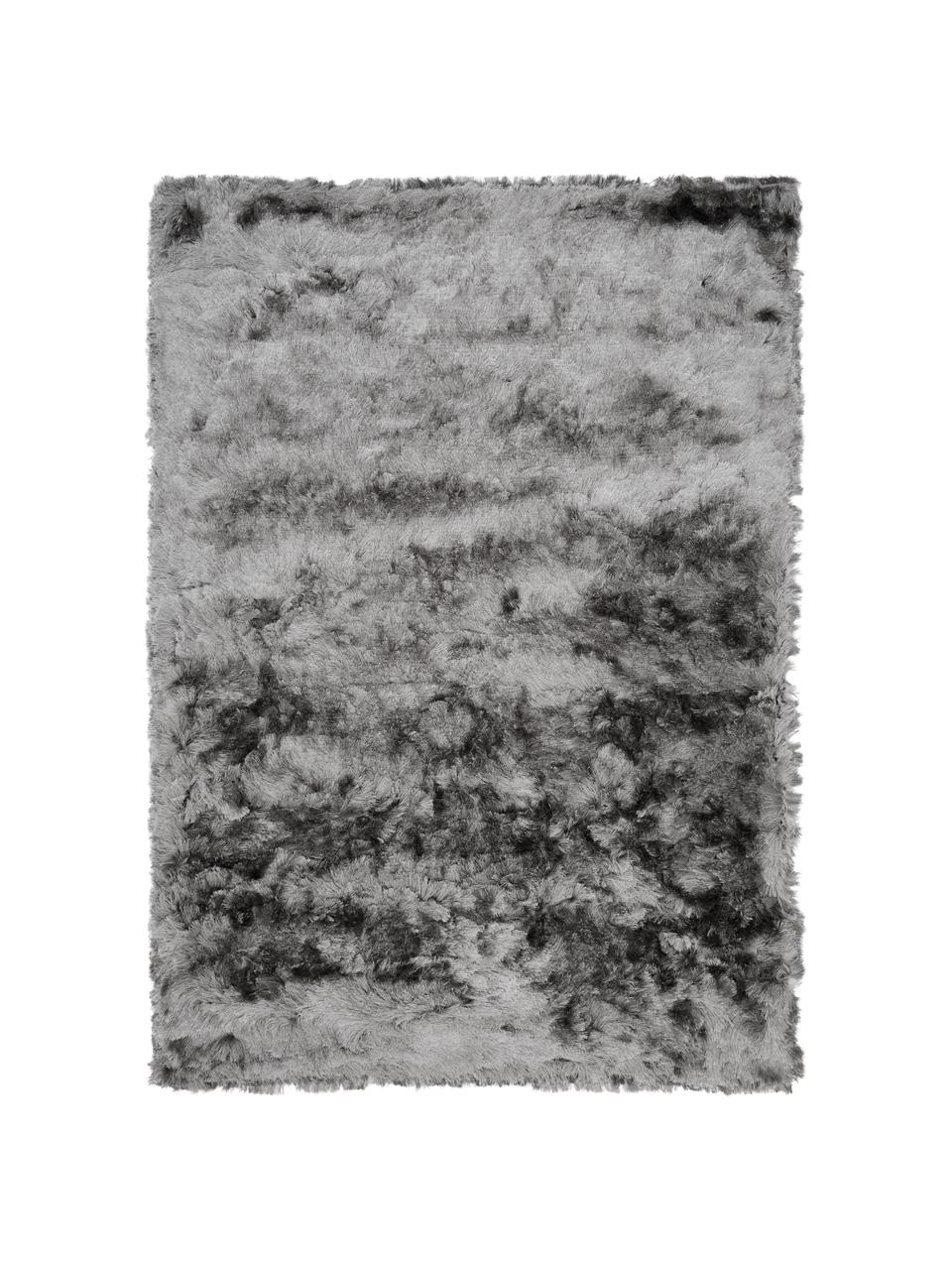 Glanzend hoogpolig  vloerkleed Jimmy in lichtgrijs, Bovenzijde: 100% polyester, Onderzijde: 100% katoen, Lichtgrijs, B 160 x L 230 cm (maat M)