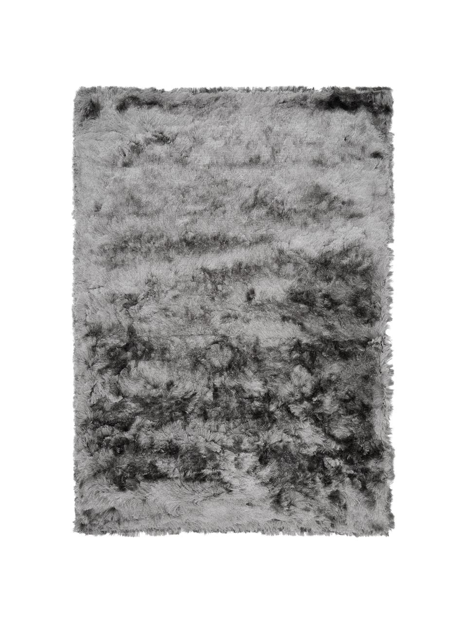 Glanzend hoogpolig  vloerkleed Jimmy in lichtgrijs, Bovenzijde: 100% polyester, Onderzijde: 100% katoen, Lichtgrijs, B 160 x L 230 cm (maat M)