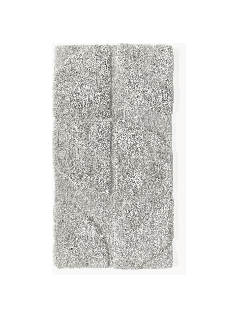 Flauschiger Hochflor-Teppich Jade mit erhabener Hoch-Tief-Struktur, Flor: 100 % Polyester, GRS-zert, Hellgrau, B 80 x L 150 cm (Grösse XS)