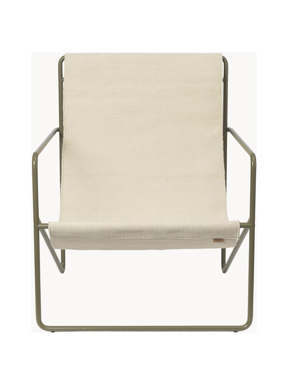 Fauteuil lounge Desert, Vert foncé, tissu beige, larg. 63 x prof. 66 cm