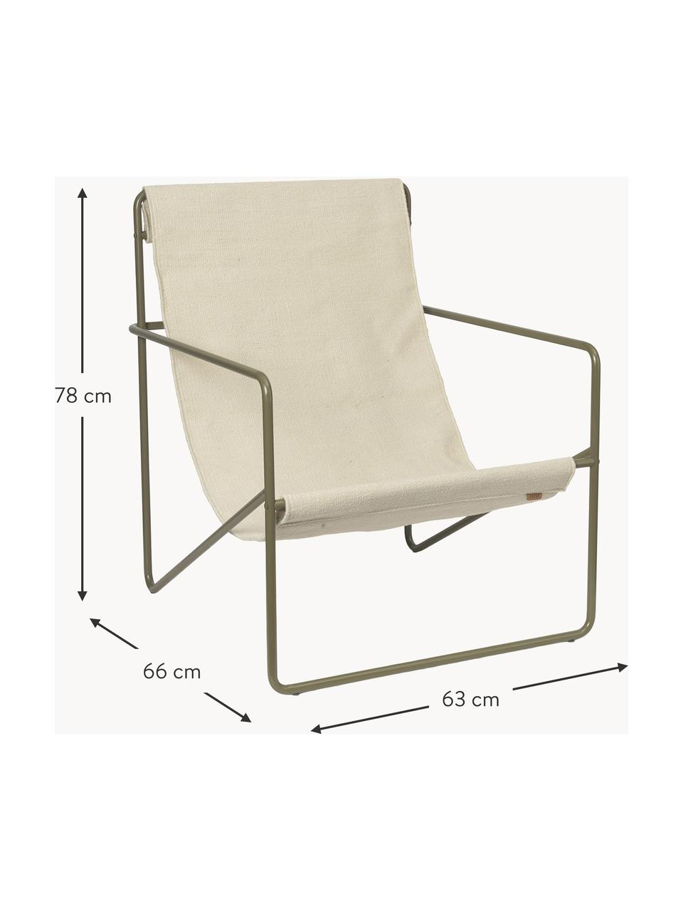 Fauteuil lounge Desert, Vert foncé, tissu beige, larg. 63 x prof. 66 cm