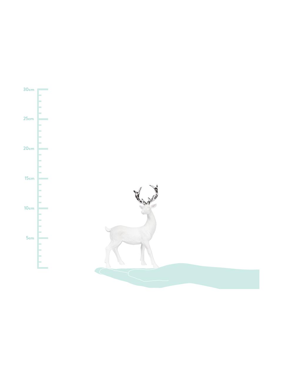 Ręcznie wykonana dekoracja Deer, Poliresing, Biały, odcienie srebrnego, S 9 x W 14 cm