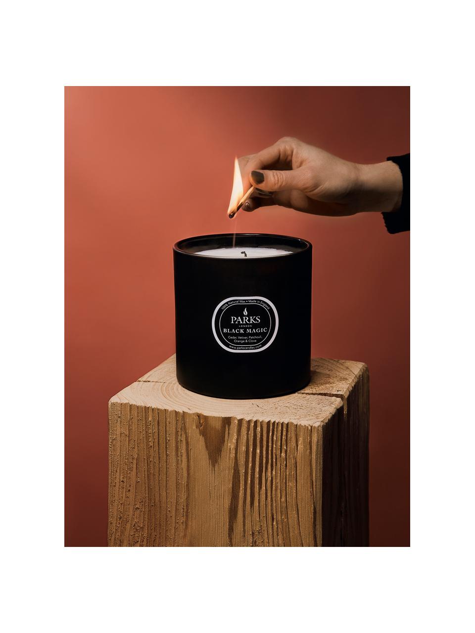 3-lonts-geurkaars Black Magic (cederhout, vetiver & patchouli), Houder: glas, Ceder, vetiver & patchouli, Ø 12 x H 11 cm