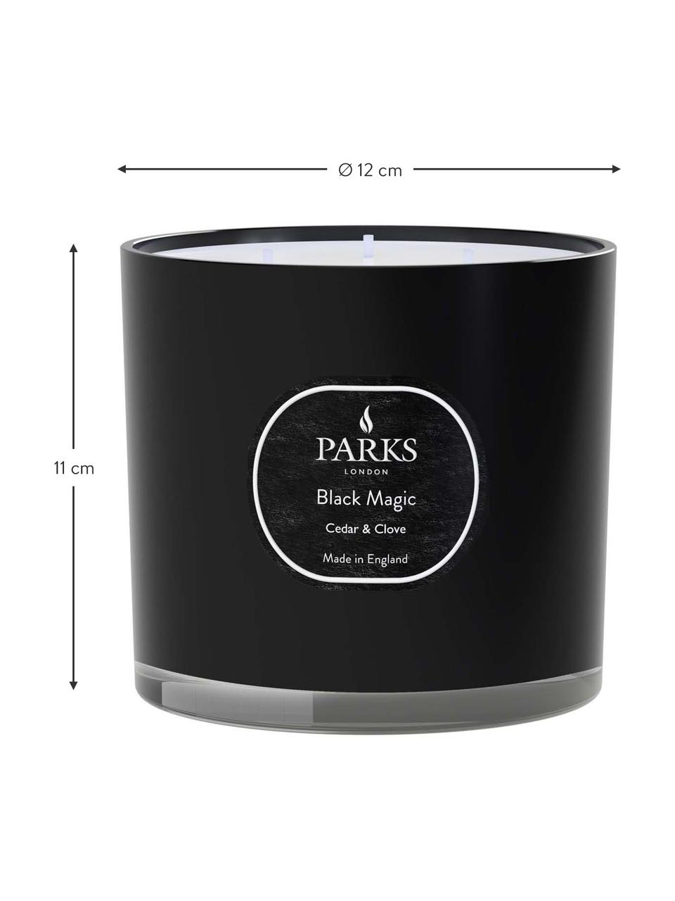3-lonts-geurkaars Black Magic (cederhout, vetiver & patchouli), Houder: glas, Ceder, vetiver & patchouli, Ø 12 x H 11 cm