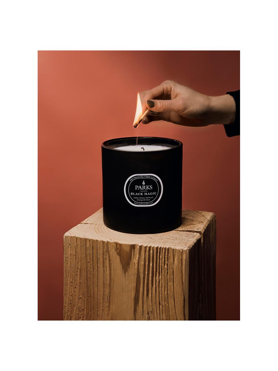 3-lonts-geurkaars Black Magic (cederhout, vetiver & patchouli), Houder: glas, Ceder, vetiver & patchouli, Ø 12 x H 11 cm