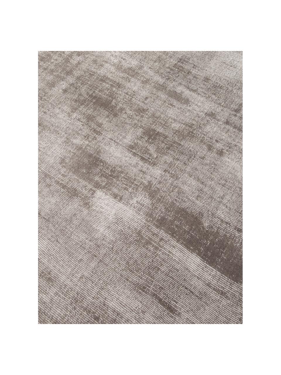 Rond viscose vloerkleed Jane, handgeweven, Onderzijde: 100% katoen Het in dit pr, Taupe, Ø 250 cm (maat XL)