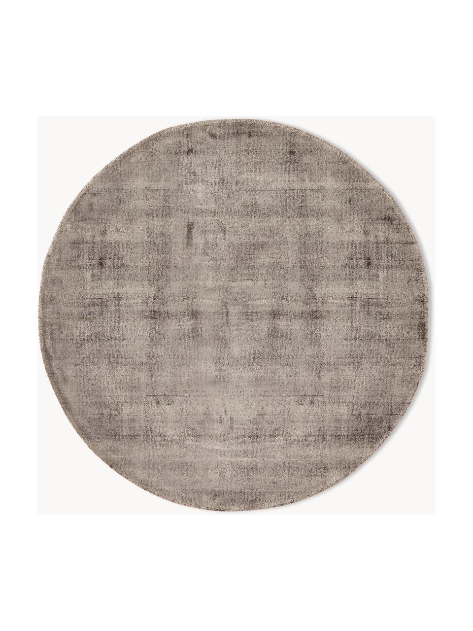 Alfombra redonda artesanal de viscosa Jane, Parte superior: 100% viscosa, Reverso: 100% algodón, Gris pardo, Ø 250 cm (Tamaño XL)