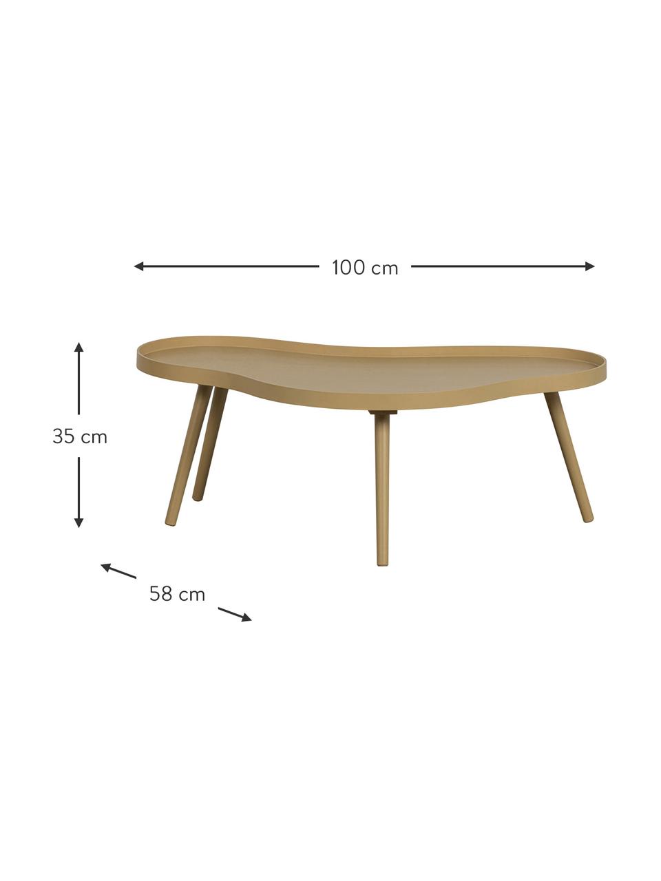 Holz-Couchtisch Mae in organischer Form, Tischplatte: Mitteldichte Holzfaserpla, Beine: Kiefernholz, beschichtet, Holz, B 100 x H 35 cm