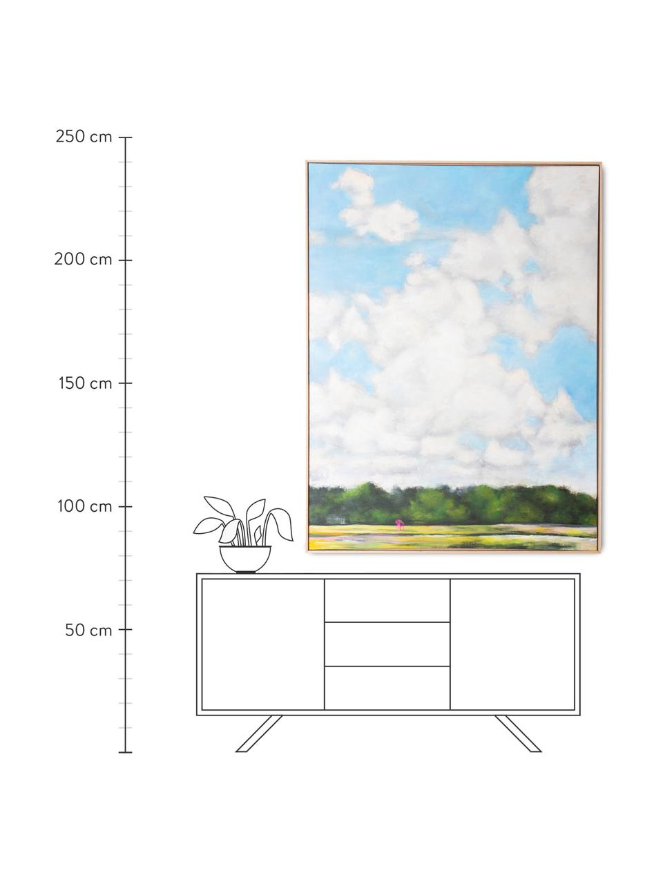 Handbemaltes Leinwandbild Dutch Sky, Rahmen: Eichenholz, Bild: Leinen, Bunt, B 123 x H 163 cm