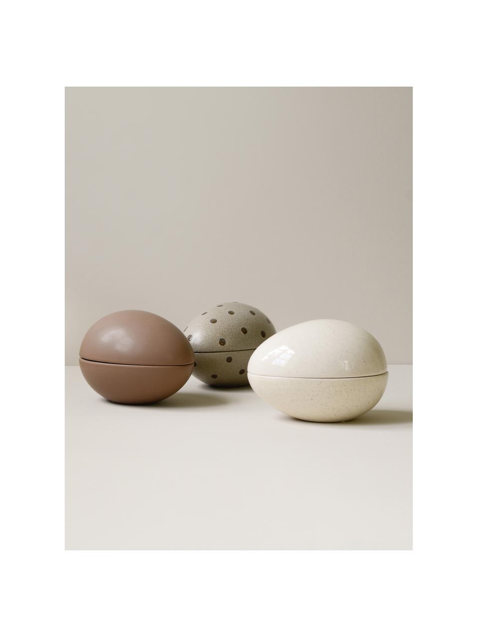 Bomboniera pasquale Nest, Ceramica, Bianco crema lucido e maculato, Larg. 18 x Alt. 13 cm