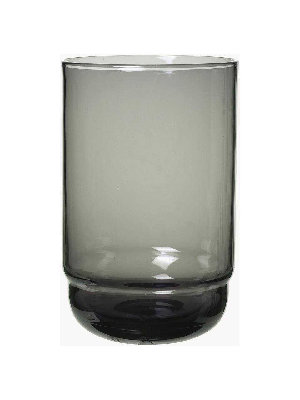 Mundgeblasene Wassergläser Nordic Bistro, 4 Stück, Glas, mundgeblasen, Dunkelgrau, transparent, Ø 8 x H 12 cm, 350 ml