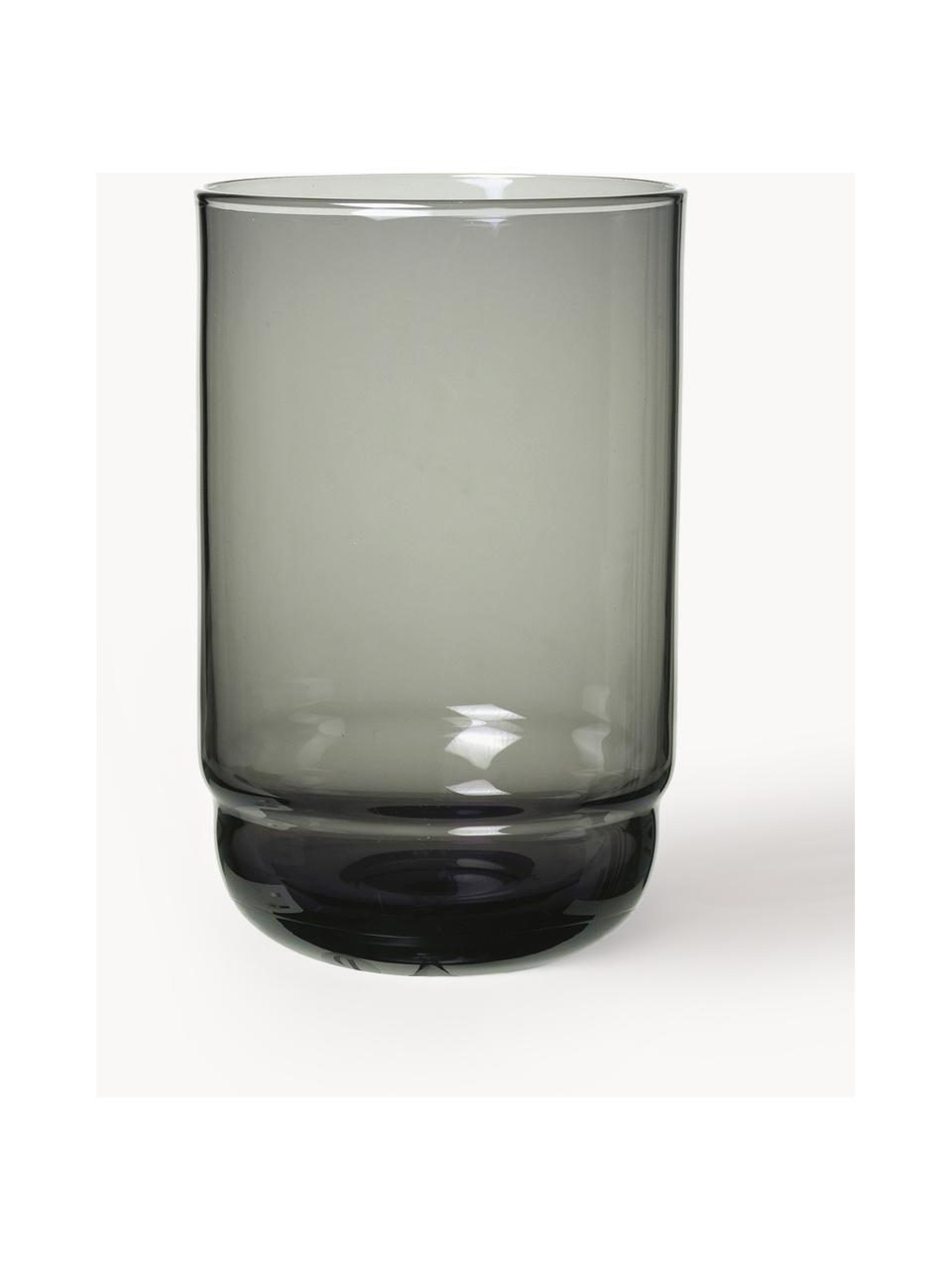 Mundgeblasene Wassergläser Nordic Bistro, 4 Stück, Glas, mundgeblasen, Dunkelgrau, transparent, Ø 8 x H 12 cm, 350 ml