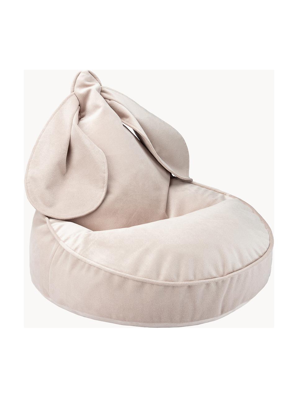 Pouf in velluto Bunny, Rivestimento: velluto (100% poliestere), Velluto bianco latteo, Ø 60 x Alt. 75 cm
