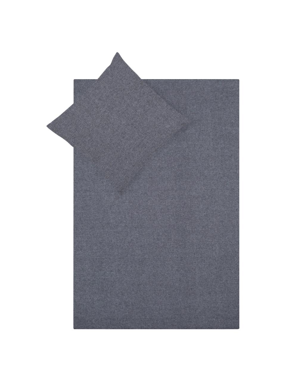 Flanell-Bettwäsche Pure Craft mit Stickerei, Webart: Flanell Flanell ist ein k, Grau, 135 x 200 cm + 1 Kissen 80 x 80 cm