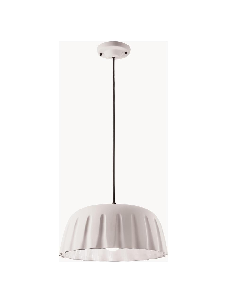Handgemaakte hanglamp Madame Gres, Lampenkap: keramiek, Crèmewit, Ø 40 x H 18 cm