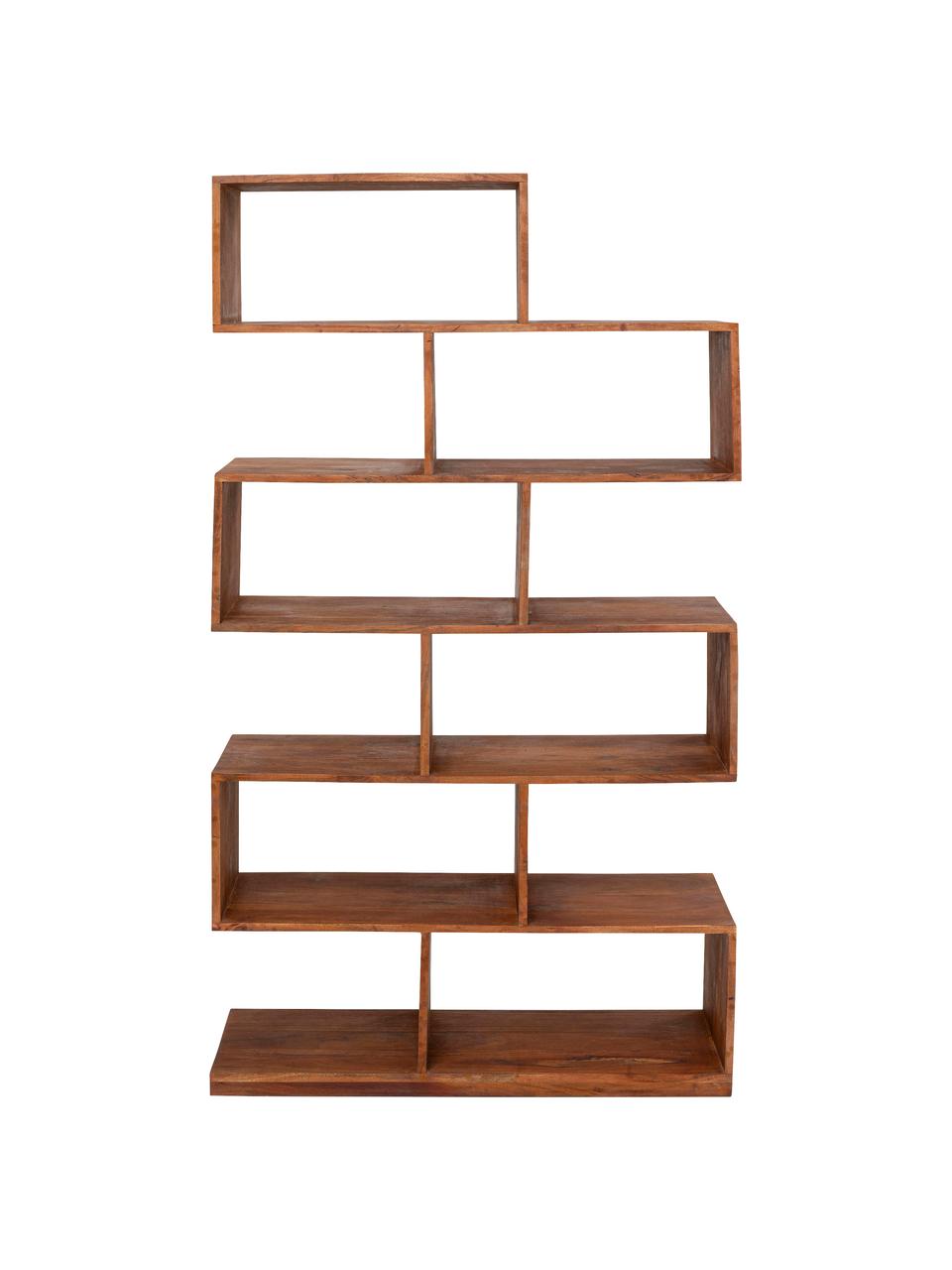 Libreria in legno di acacia Authentico Zick Zack, Legno di acacia massiccio, Legno di acacia laccato, Larg. 100 x Alt. 180 cm