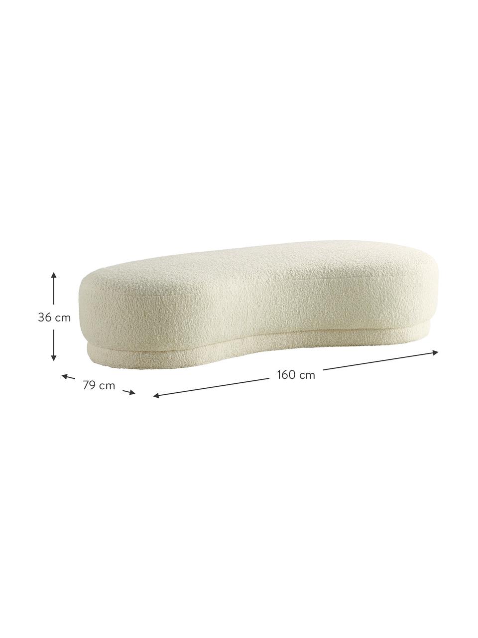 Banco de borreguillo Coconino, Funda: poliéster (borreguillo), Estructura: madera de pino, Borreguillo blanco crema, An 160 x Al 36 cm