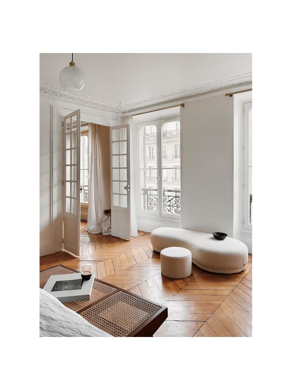 Banco de borreguillo Coconino, Funda: poliéster (borreguillo), Estructura: madera de pino, Borreguillo blanco crema, An 160 x Al 36 cm