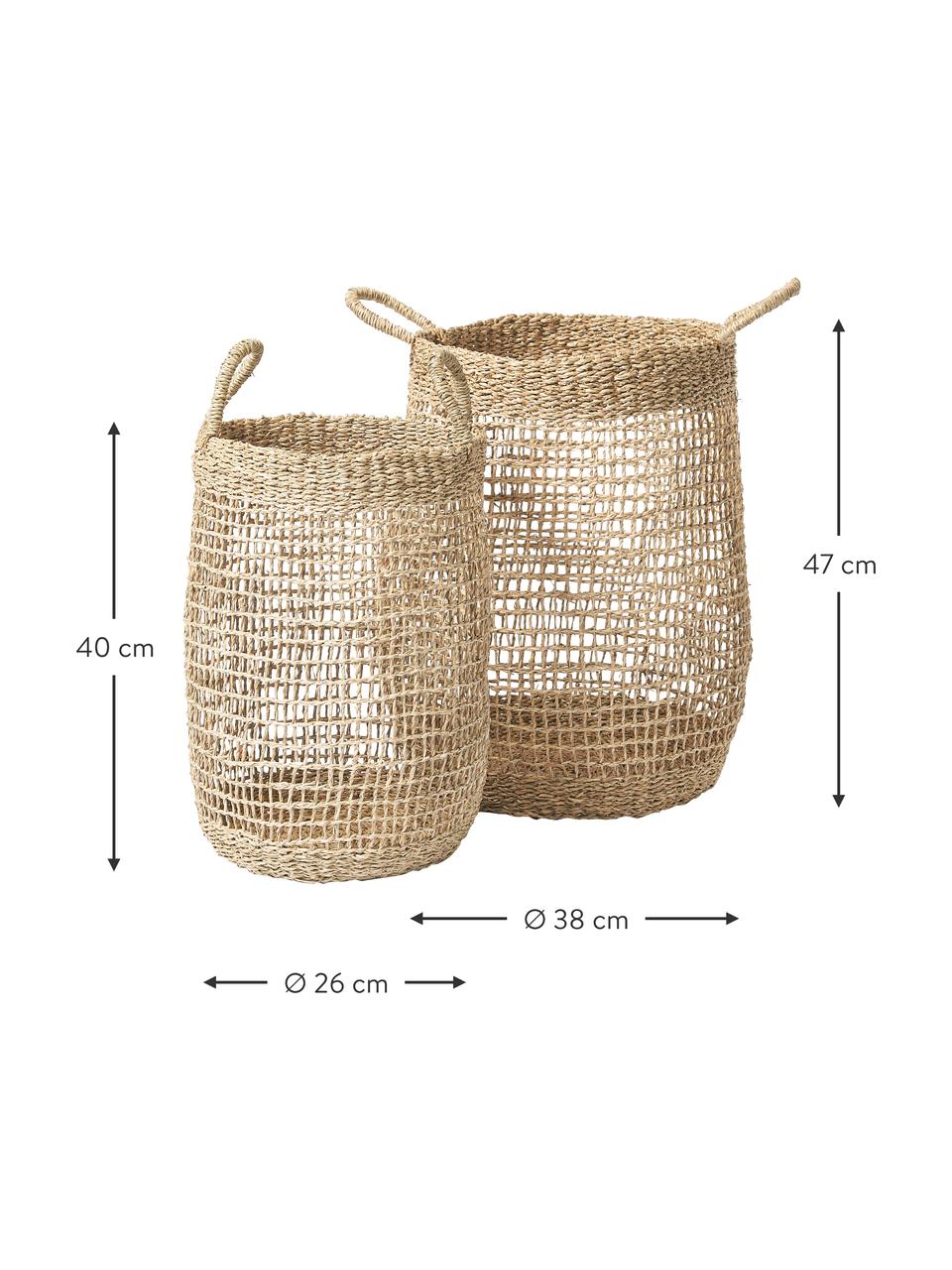 Paniers de rangement en jonc de mer Ian, lot de 2, Algues, Beige, Lot de différentes tailles
