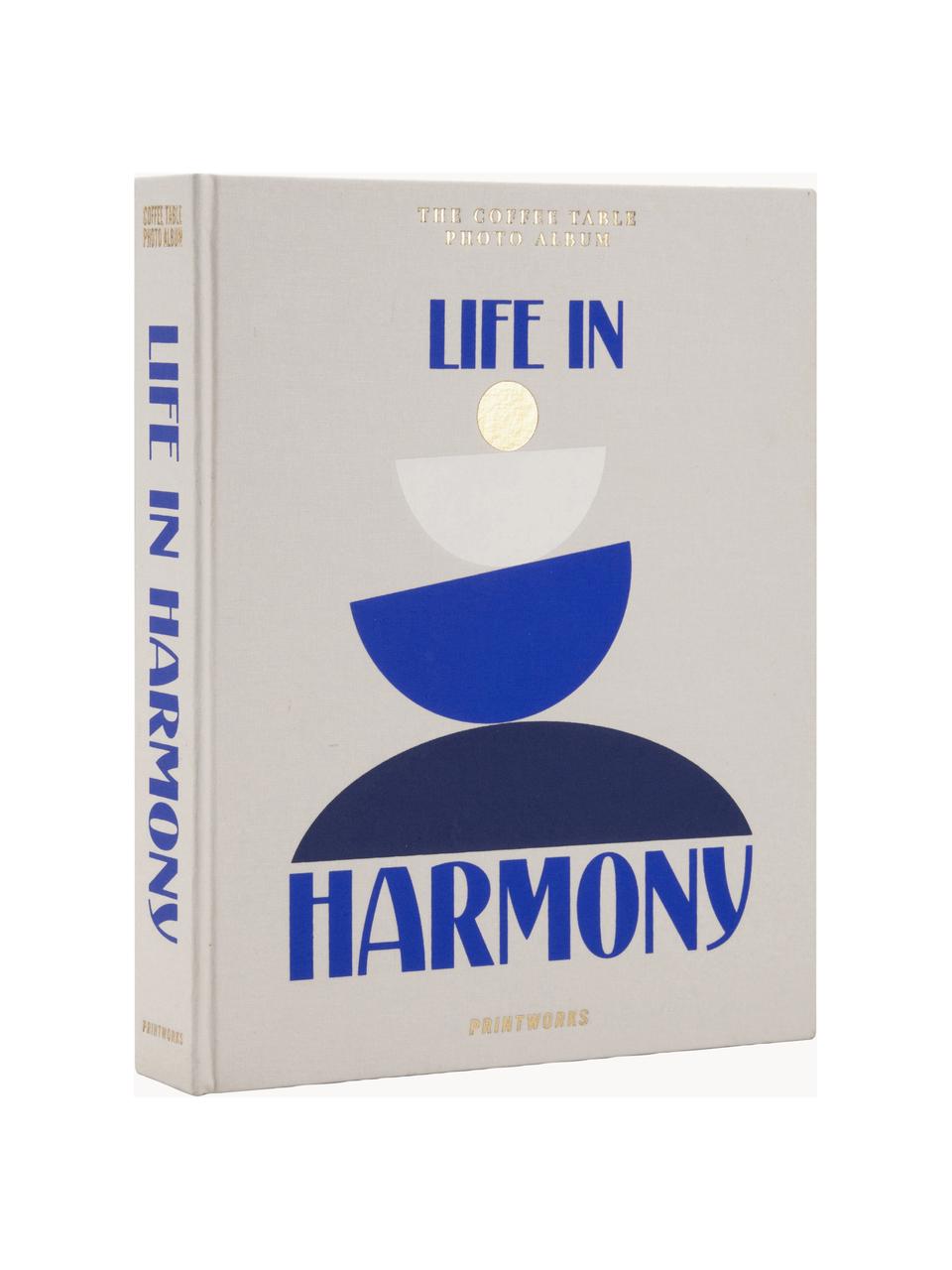 Fotoalbum Life In Harmony, Bezug: Baumwollstoff, Graupappe, Blautöne, Hellgrau, B 33 x H 27 cm