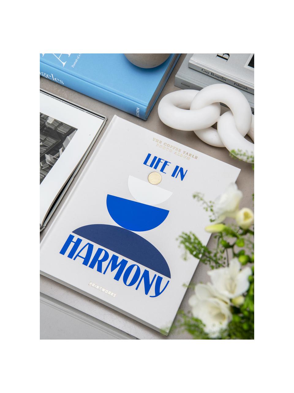 Albúm de fotos Life In Harmony, Funda: tela de algodón, cartón g, Tonos azules, gris claro, An 33 x Al 27 cm