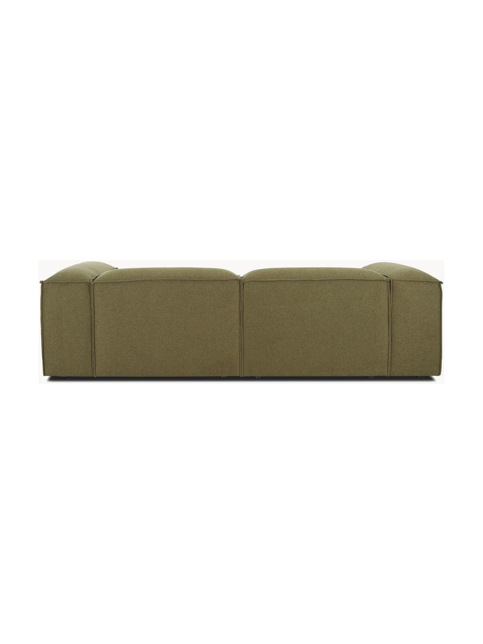 Modulares Ecksofa Lennon, Bezug: 100 % Polyester Der strap, Gestell: Massives Kiefernholz, Spe, Webstoff Olivgrün, B 238 x T 180 cm, Eckteil rechts