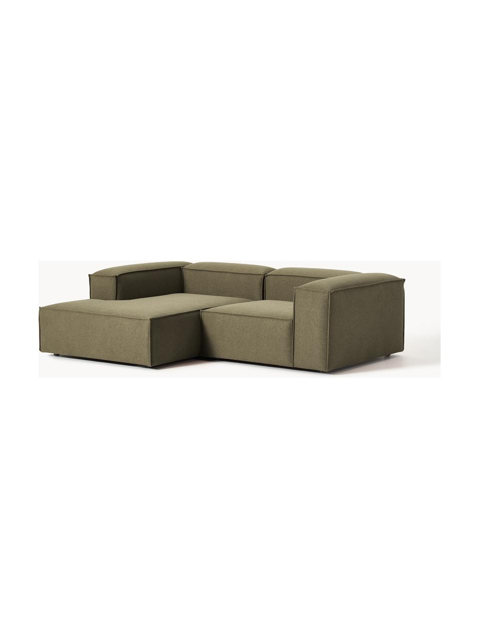 Modulares Ecksofa Lennon, Bezug: 100 % Polyester Der strap, Gestell: Massives Kiefernholz, Spe, Füße: Kunststoff Dieses Produkt, Webstoff Olivgrün, B 238 x T 180 cm, Eckteil rechts