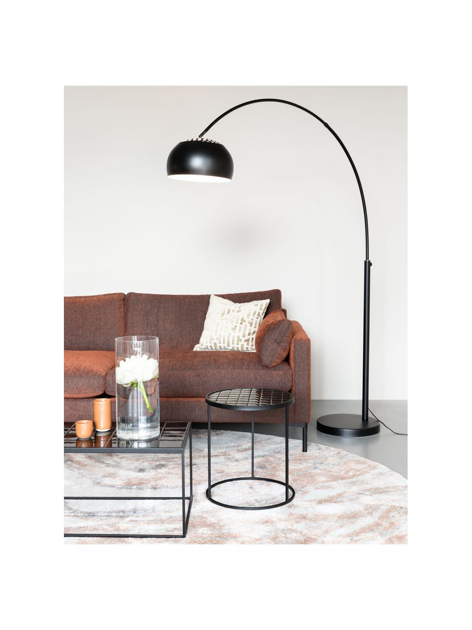 Grosse Bogenlampe Metal Bow in Schwarz, Lampenschirm: Metall, gebürstet, Gestell: Metall, gebürstet, Schwarz, B 170 x H 205 cm