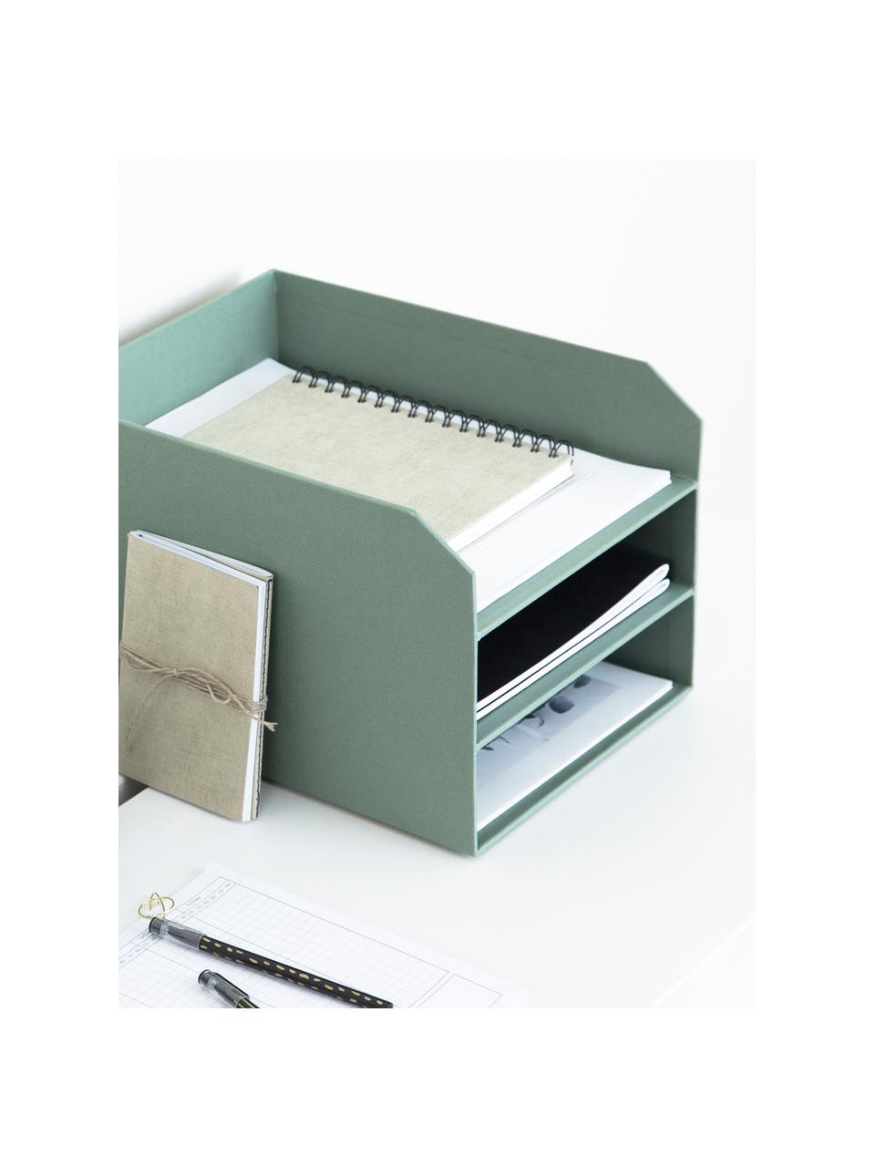 Organizer documenti Trey, Cartone solido, laminato, Verde salvia, Larg. 23 x Prof. 32 cm