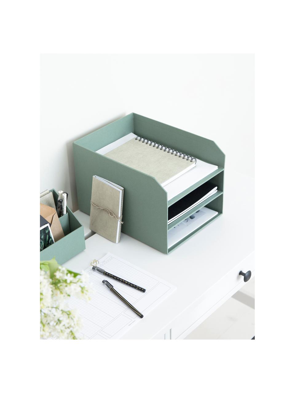 Organizer documenti Trey, Cartone solido, laminato, Verde salvia, Larg. 23 x Prof. 32 cm