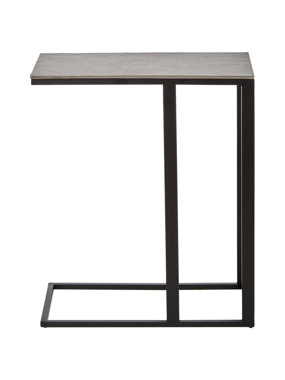 Mesa auxiliar Edge, estilo industrial, Tablero: metal con pintura en polv, Estructura: metal con pintura en polv, Tablero: plateado con efecto envejecido Estructura: negro mate, An 43 x Al 52 cm