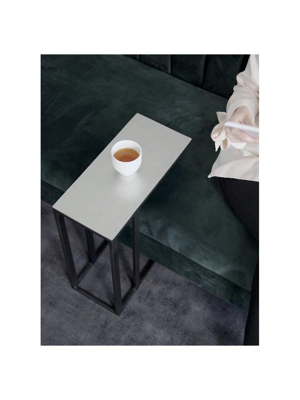 Mesa auxiliar Edge, estilo industrial, Tablero: metal con pintura en polv, Estructura: metal con pintura en polv, Tablero: plateado con efecto envejecido Estructura: negro mate, An 43 x Al 52 cm