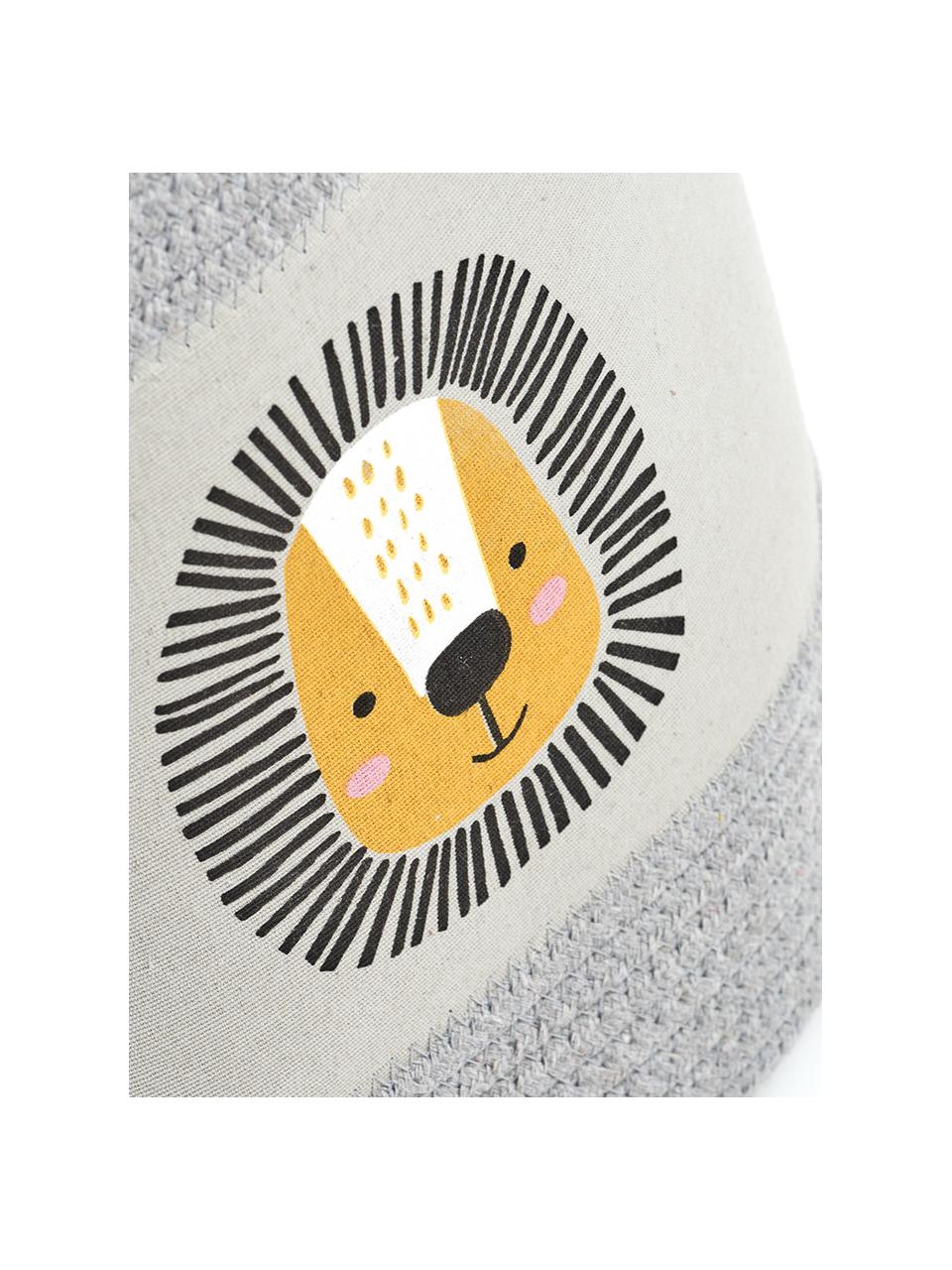 Aufbewahrungskorb Löwe, 90% Polyester, 10% Baumwolle, Grau, Gelb, Ø 30 x H 30 cm