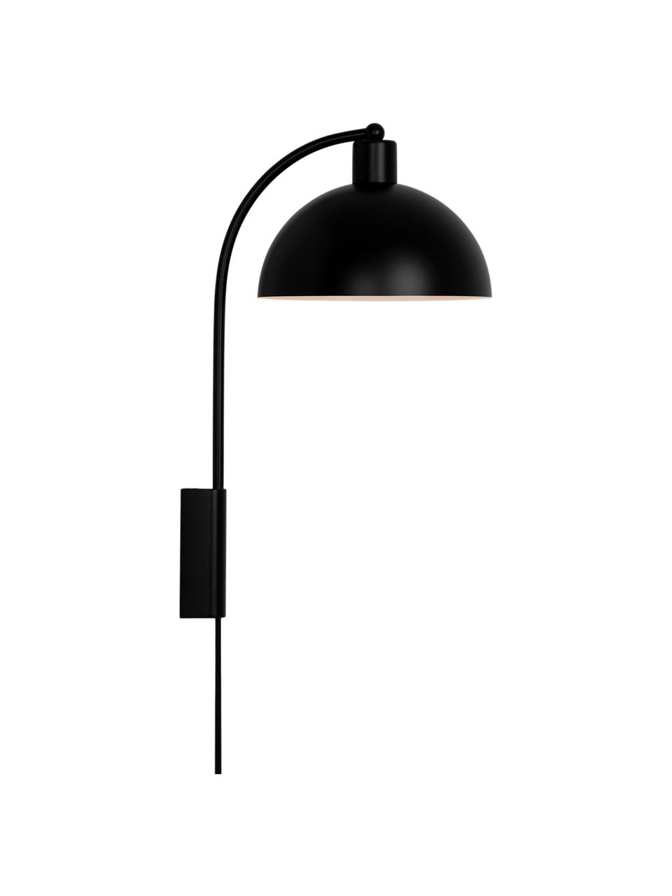 Grande applique murale avec prise secteur Ellen, Noir, mat, prof. 26 x haut. 43 cm