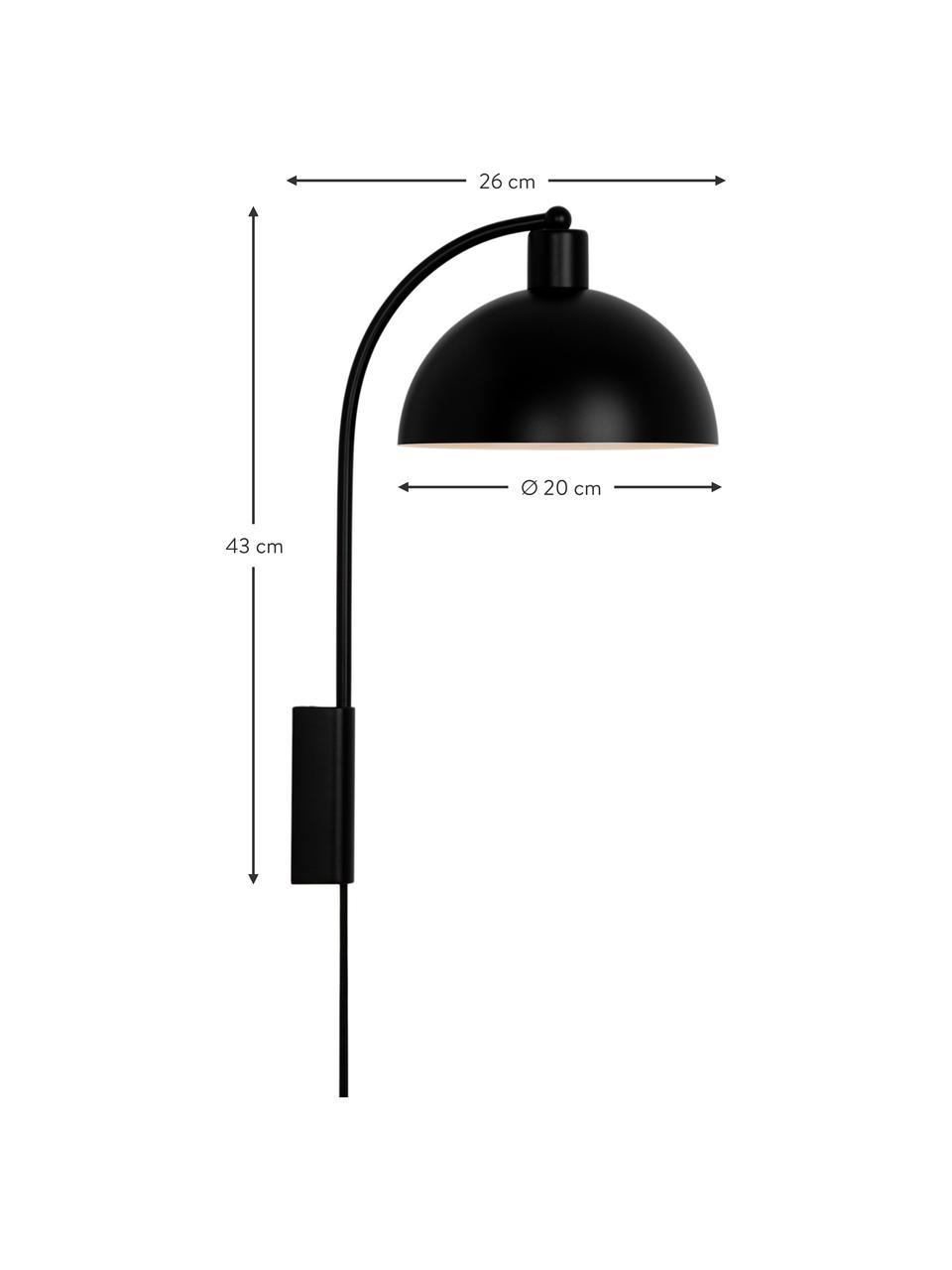 Veľká nástenná lampa Ellen, Matná čierna, H 26 x V 43 cm