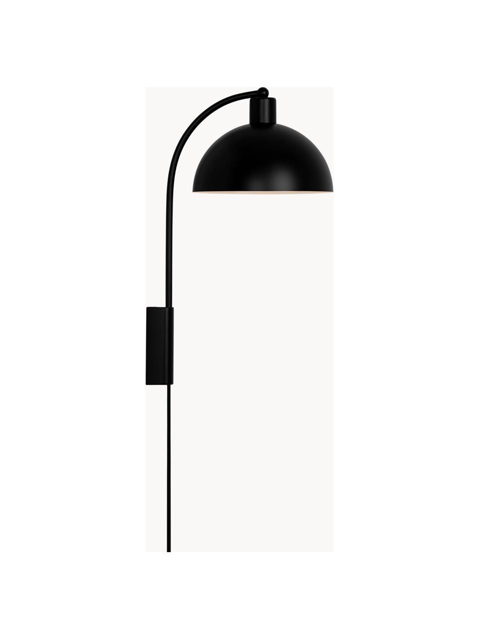 Grote wandlamp Ellen met stekker, Lampenkap: kunststof, Mat zwart, D 26 x H 43 cm