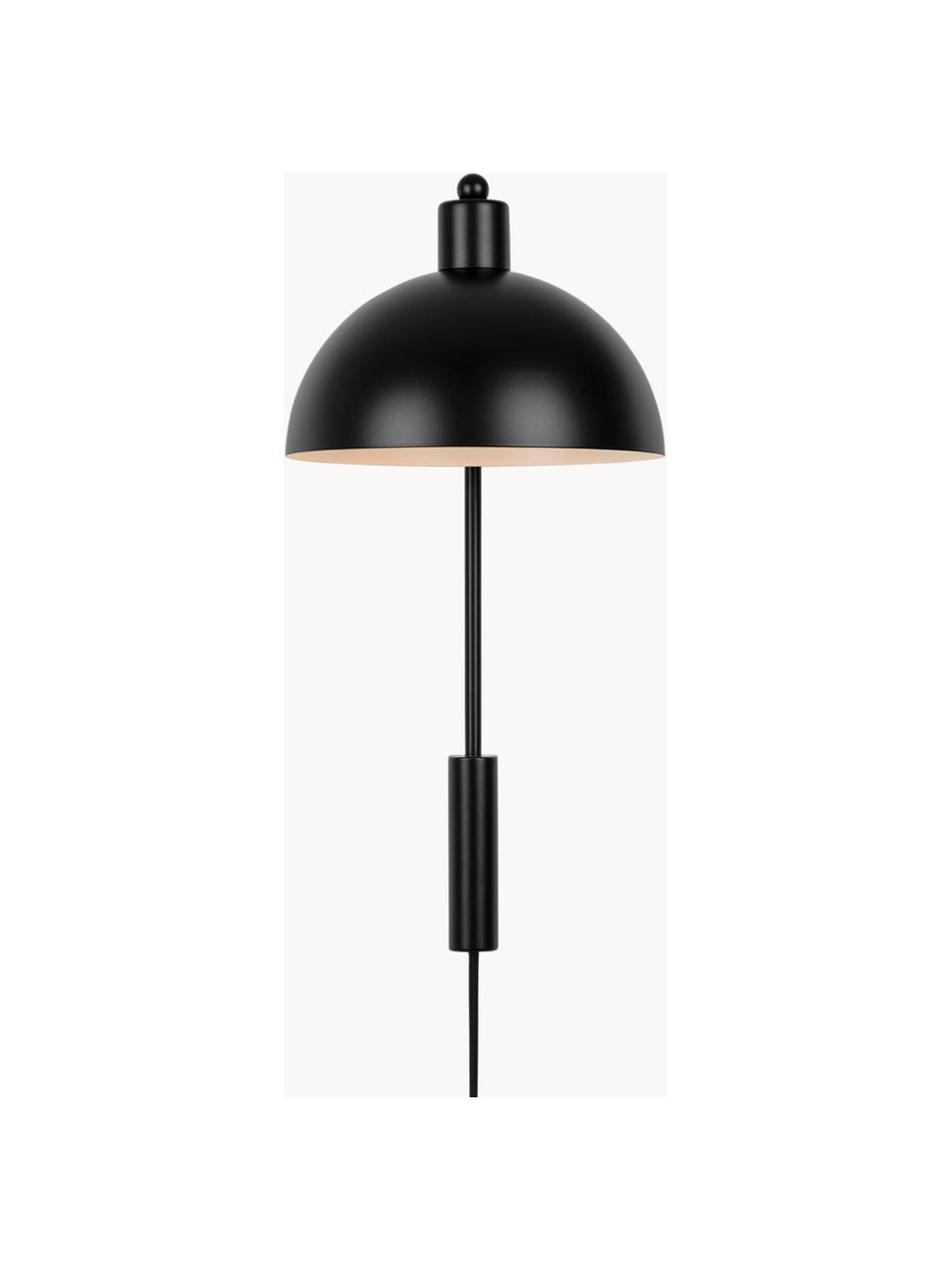 Grote wandlamp Ellen met stekker, Lampenkap: kunststof, Mat zwart, D 26 x H 43 cm