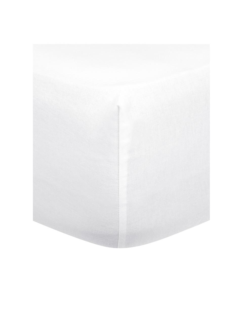 Drap-housse en flanelle blanc Biba, Blanc, larg. 90 x long. 200 cm