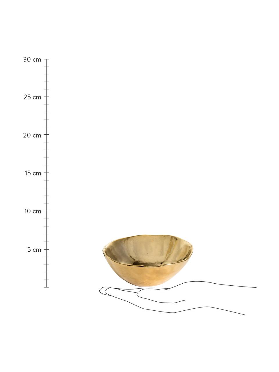 Kleine goudkleurige porseleinen funky tafelschaal met onregelmatige rand, Ø 12 cm, Porselein, Goudkleurig, Ø 12 x H 5 cm