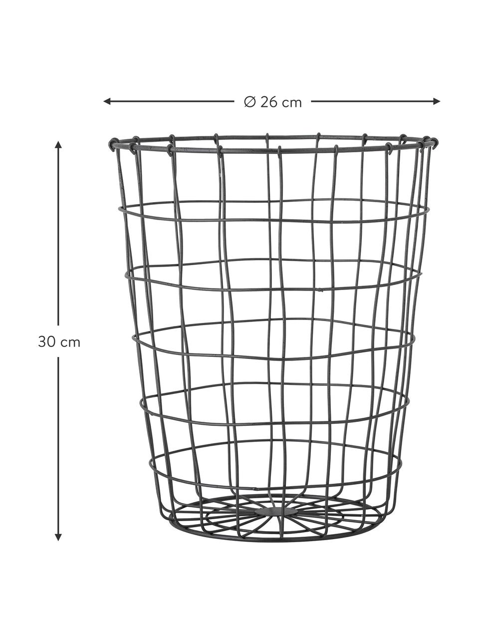 Kosz z metalu Merza, Metal powlekany, Czarny, Ø 26 x W 30 cm