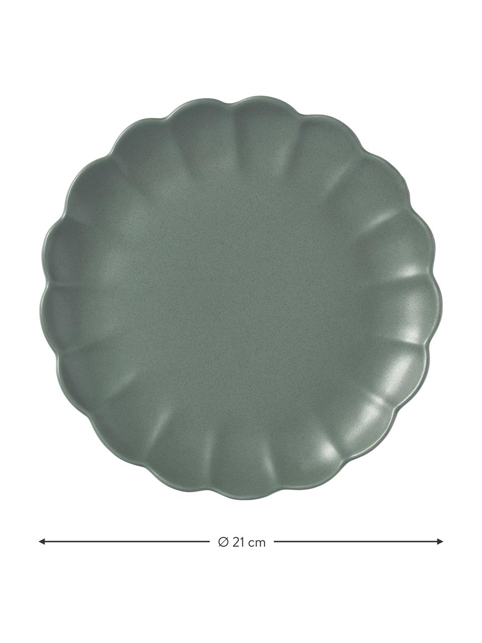 Assiette à dessert Sabina, 4 pièces, Grès cérame, Vert foncé, mat, Ø 21 cm