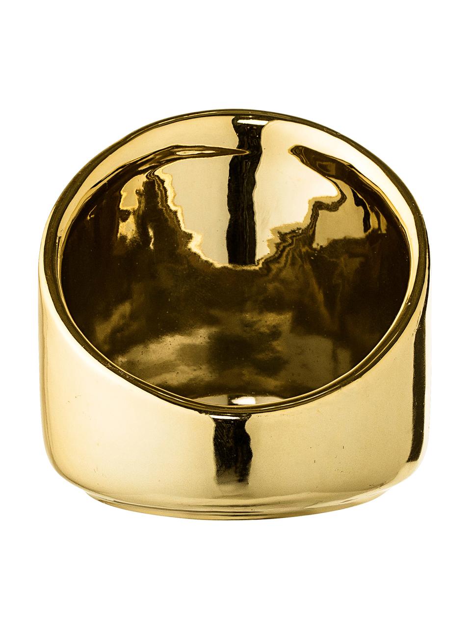 Kleiner Teelichthalter Mara in Gold, Steingut, Goldfarben, Ø 8 x H 8 cm