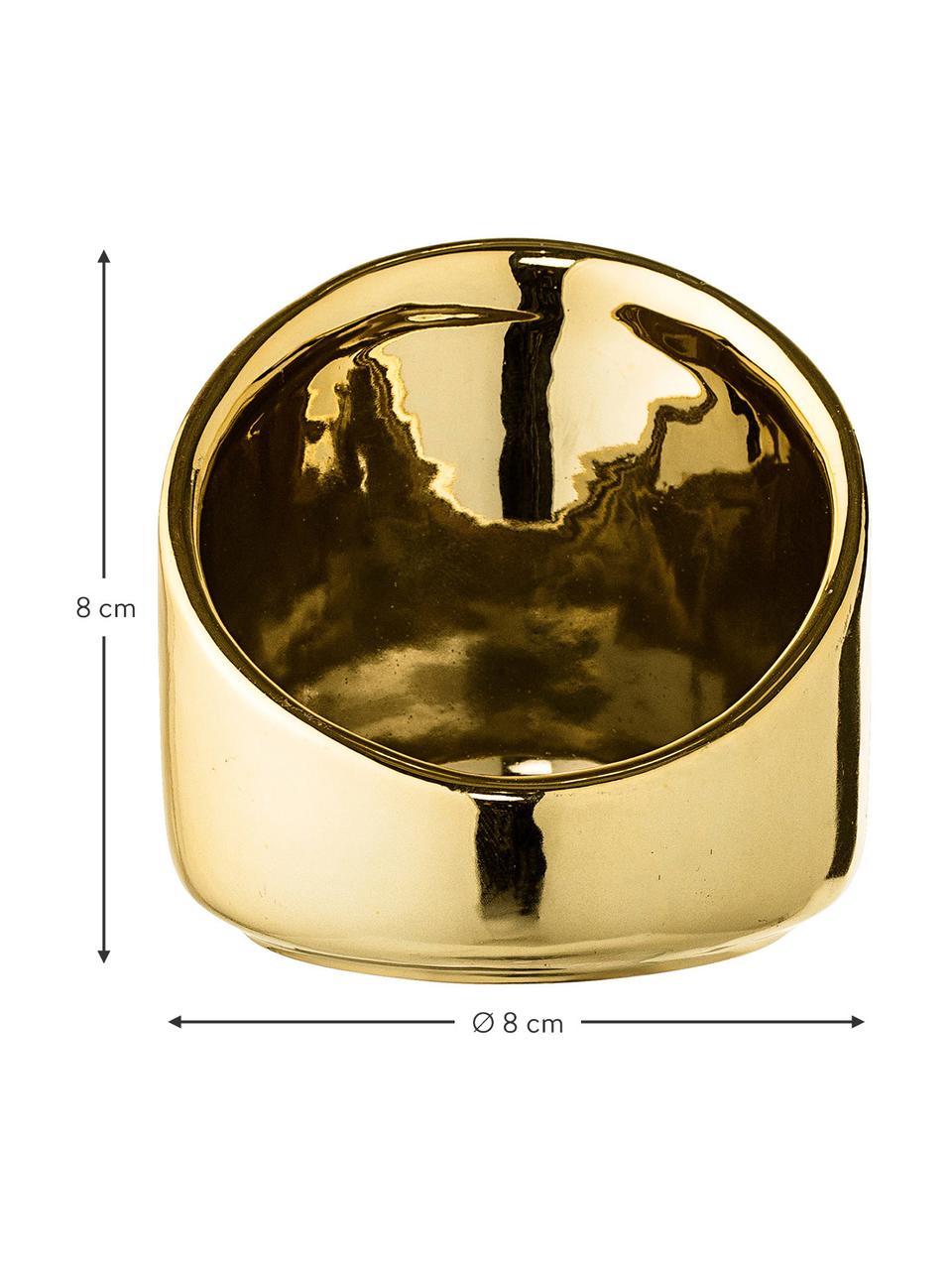 Kleine waxinelichthouder Mara, Keramiek, Goudkleurig, Ø 8 x H 8 cm