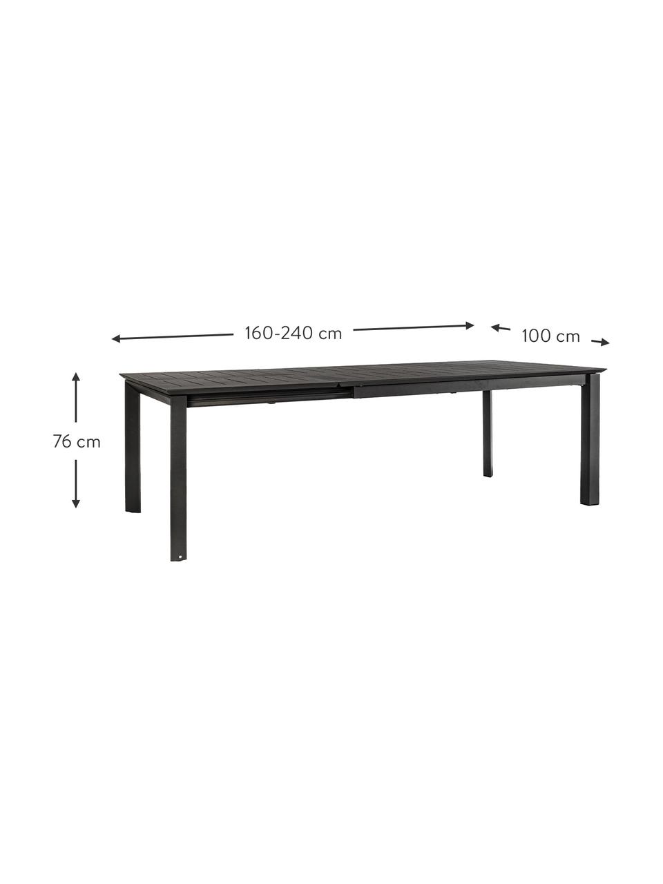 Rozkládací zahradní stůl Konnor, 160-240 x T 100 cm, Antracitová, Š 160 až 240, H 100 cm