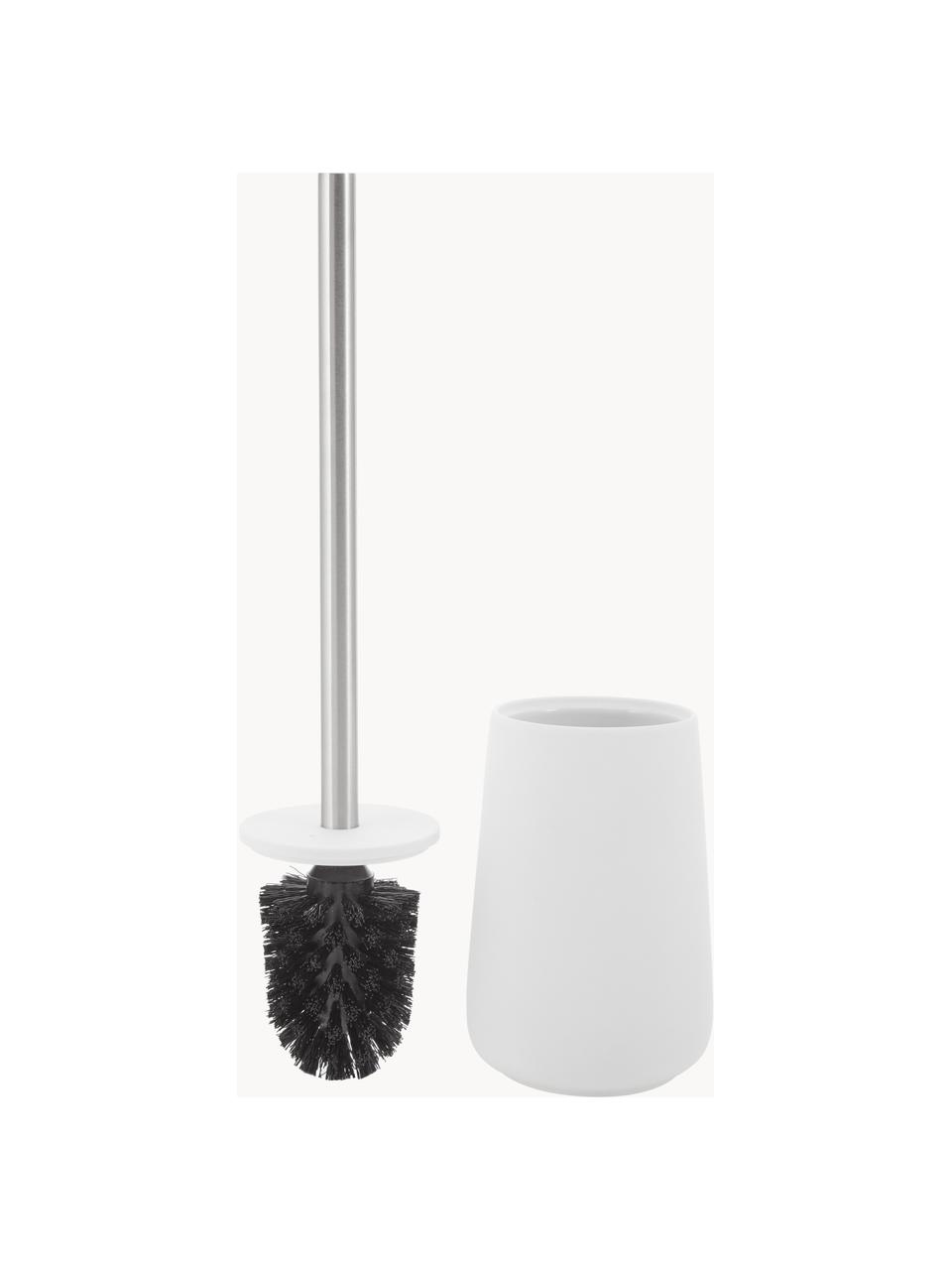 Toilettenbürste Nova mit Porzellan-Behälter, Behälter: Porzellan, Griff: Edelstahl, Weiss, Ø 10 x H 37 cm