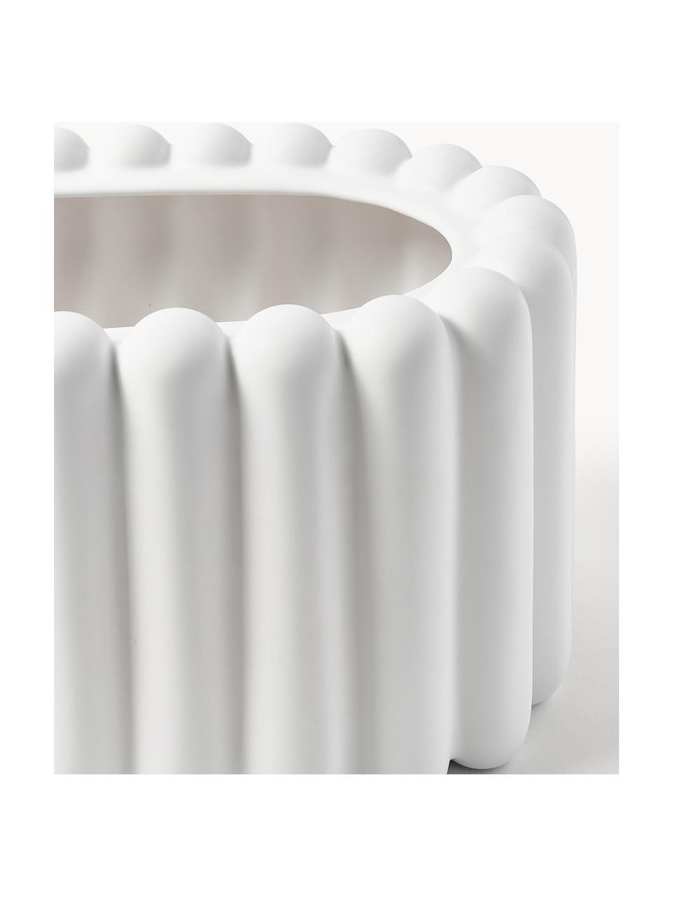 Keramik-Übertopf Mist, B 48 cm, Keramik, Weiß, matt, B 48 x H 19 cm