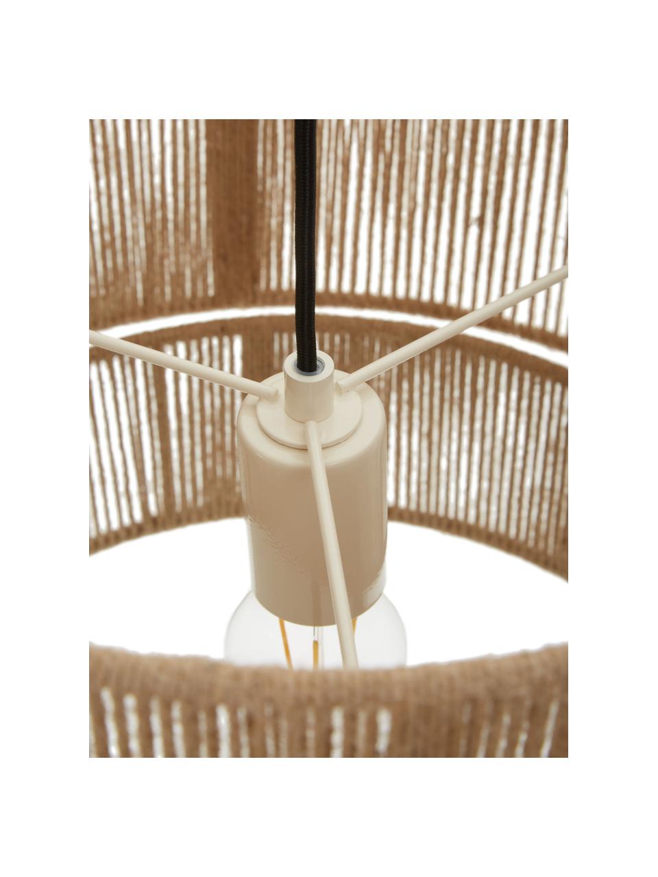 Lámpara de techo de yute Cecillia, Anclaje: metal con pintura en polv, Pantalla: yute, metal, Cable: cubierto en tela, Marrón claro, Ø 45 x Al 33 cm