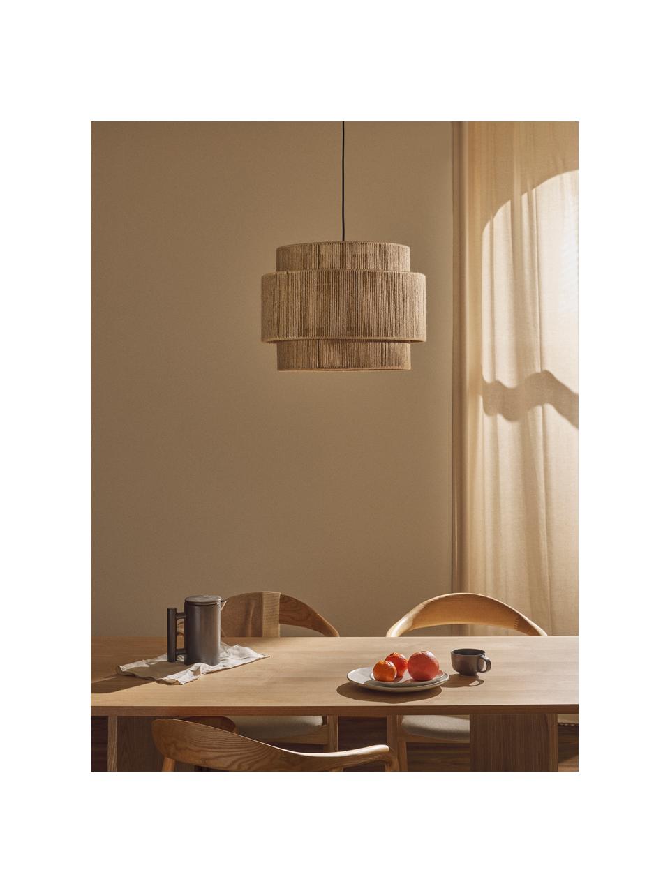 Hanglamp Cecillia van jute, Baldakijn: gepoedercoat metaal, Lampenkap: jute, metaal, Lichtbruin, B 6 x H 26 cm