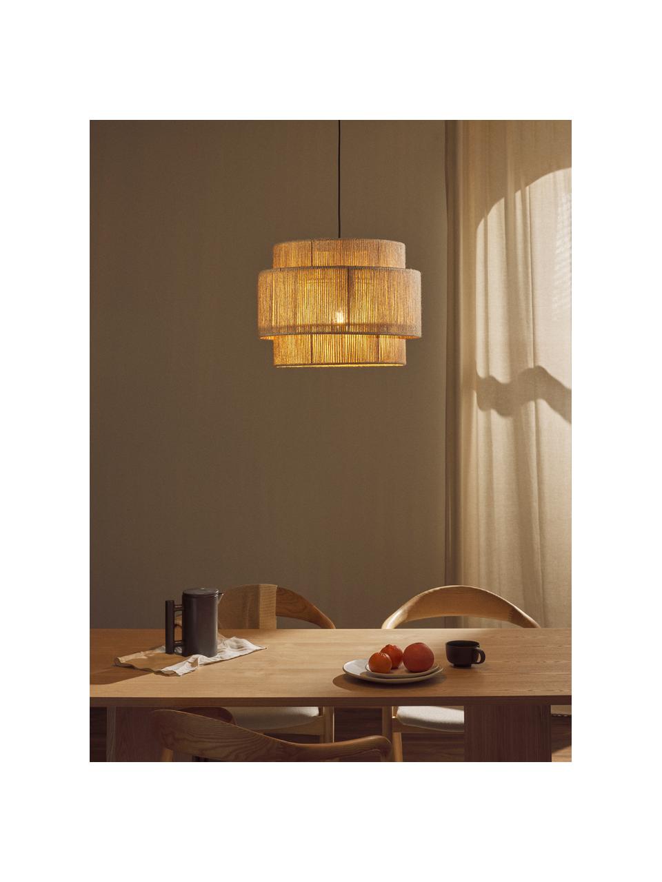 Hanglamp Cecillia van jute, Baldakijn: gepoedercoat metaal, Lampenkap: jute, metaal, Lichtbruin, B 6 x H 26 cm